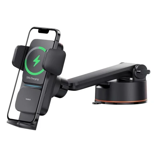 Baseus Wisdom Auto Alignment Car Mount + QI 15W Wireless Charger &ndash; Black